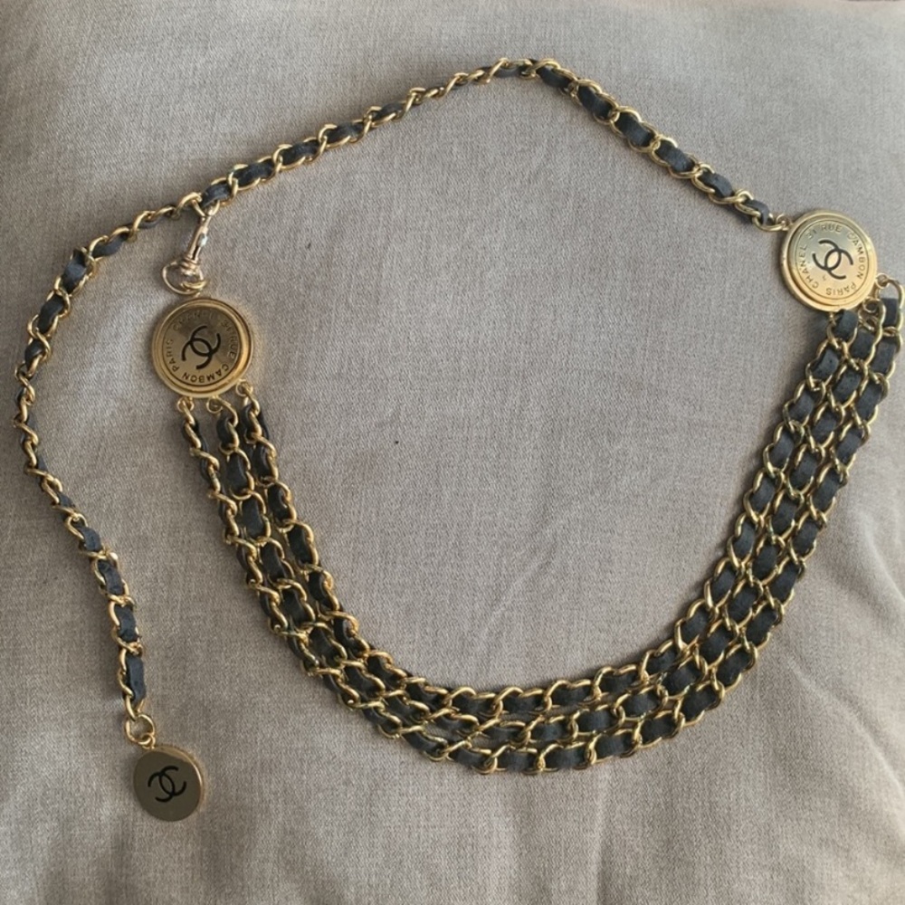 Chanel 31 rue cambon Paris iconic vintage chain 3 layers belts with leather 1954